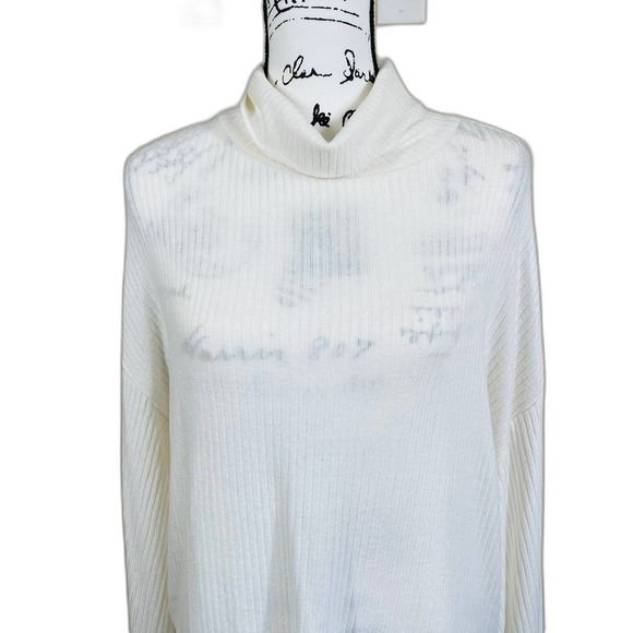 Sanctuary white top women tunic ribbed cowl neck long sleeve Size M softgirl - Picture 3 of 12